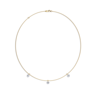 Just Brilliant Floating Station Necklace, 18K yellow gold, top view.