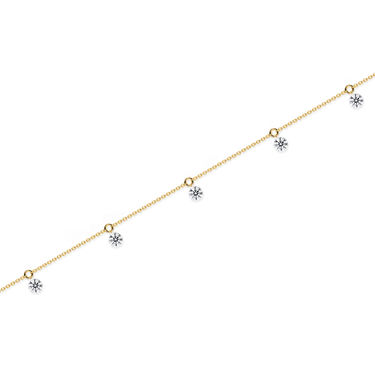 Just Brilliant Floating Station Bracelet, 18K yellow gold, detail view.