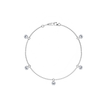 Just Brilliant Floating Station Bracelet, 18K white gold, top view.
