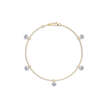 Just Brilliant Floating Station Bracelet, 18K yellow gold, top view.