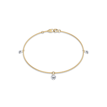 Just Brilliant Floating Station Bracelet, 18K yellow gold, front view.