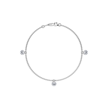 Just Brilliant Floating Station Bracelet, 18K white gold, top view.