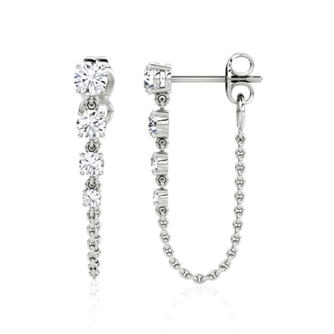 Linked Tennis Earring, white gold, side view.