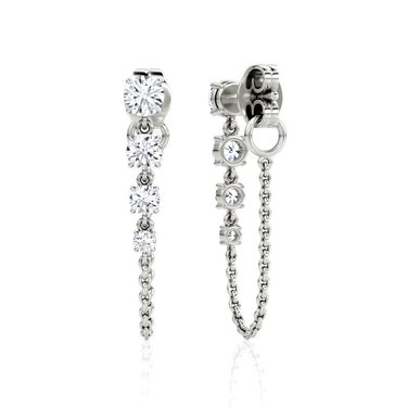 Linked Tennis Earring, white gold, back view.