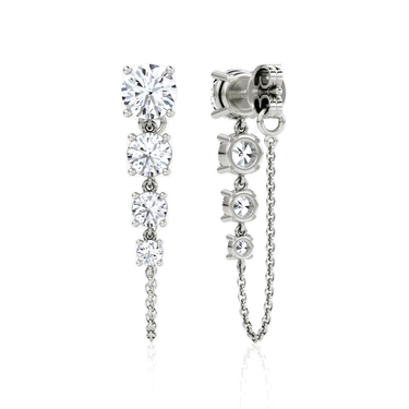 Linked Tennis Earring, white gold, back view.