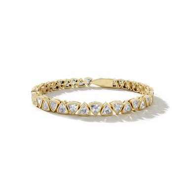 Just Brilliant Alternating Shape Tennis Bracelet, 18K yellow gold, front view.