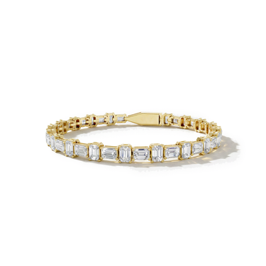 Just Brilliant Alternating Shape Tennis Bracelet, 18K yellow gold, front view.