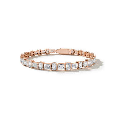 Just Brilliant Alternating Shape Tennis Bracelet, 18K rose gold, front view.