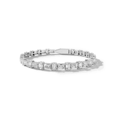 Just Brilliant Alternating Shape Tennis Bracelet, 18K white gold, front view.