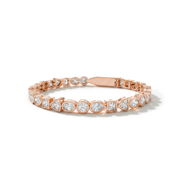 Just Brilliant Alternating Shape Tennis Bracelet, 18K rose gold, front view.