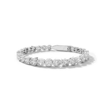 Just Brilliant Alternating Shape Tennis Bracelet, 18K white gold, front view.