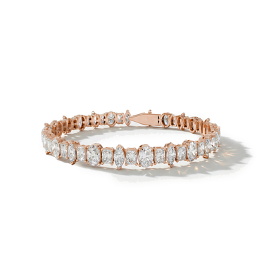 Just Brilliant Alternating Shape Tennis Bracelet, 18K rose gold, front view.