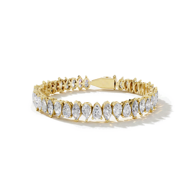 Just Brilliant Alternating Shape Tennis Bracelet, 18K yellow gold, front view.