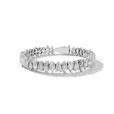 Just Brilliant Alternating Shape Tennis Bracelet, 18K white gold, front view.