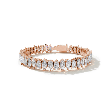 Just Brilliant Alternating Shape Tennis Bracelet, 18K rose gold, front view.