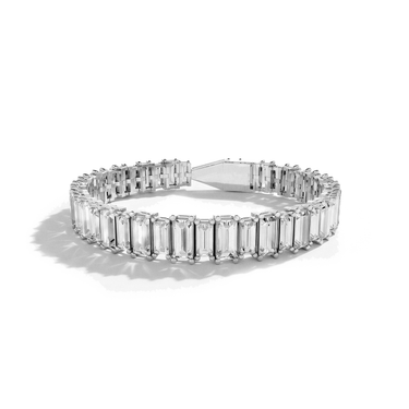 Just Brilliant Alternating Shape Tennis Bracelet, 18K white gold, front view.