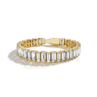 Just Brilliant Alternating Shape Tennis Bracelet, 18K yellow gold, front view.