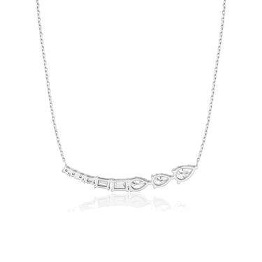 Just Brilliant Neptune Floating Necklace, 18K white gold, back view.