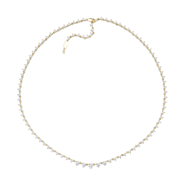 Just Brilliant Infinity Linked Tennis Necklace, 18K yellow gold, top view.