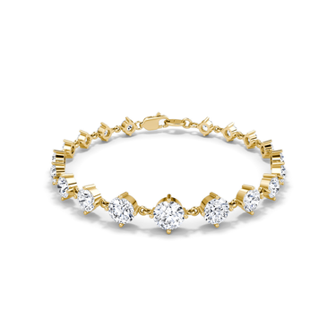 Just Brilliant Full Linked Tennis Bracelet, 18K yellow gold, front view.