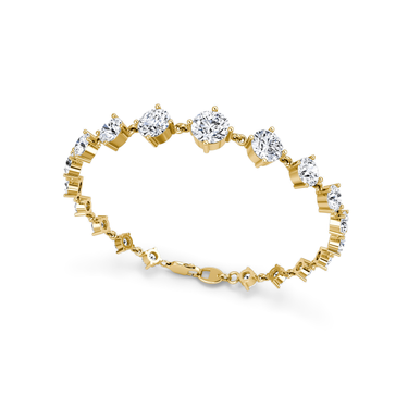 Just Brilliant Full Linked Tennis Bracelet, 18K yellow gold, three quarter view.