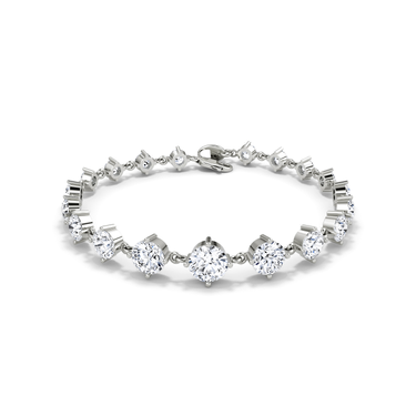 Just Brilliant Full Linked Tennis Bracelet, 18K white gold, open view.