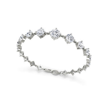 Just Brilliant Full Linked Tennis Bracelet, 18K white gold, three quarter view.