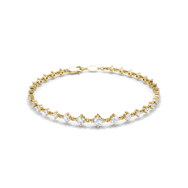 Just Brilliant Full Linked Tennis Bracelet, 18K yellow gold, front view.