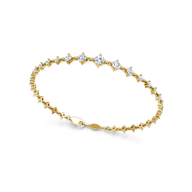 Just Brilliant Full Linked Tennis Bracelet, 18K yellow gold, three quarter view.
