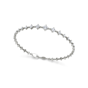 Just Brilliant Full Linked Tennis Bracelet, 18K white gold, three quarter view.
