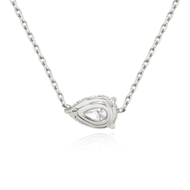 Solitaire Pear Necklace in white gold, back view