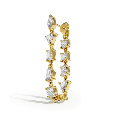 Mixed Shape Chain Hoop, yellow gold, angled view.