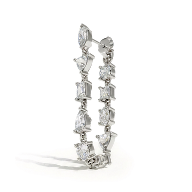 Mixed Shape Chain Hoop, white gold, angled view.