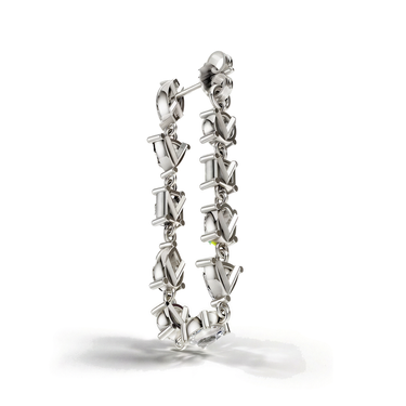 Mixed Shape Chain Hoop, white gold, perspective view.
