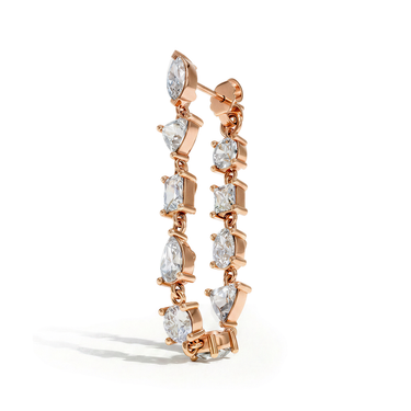 Mixed Shape Chain Hoop, rose gold, angled view.