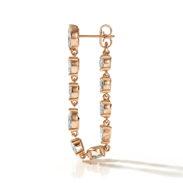 Mixed Shape Chain Hoop, rose gold, back view.