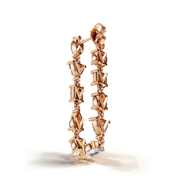 Mixed Shape Chain Hoop, rose gold, perspective view.