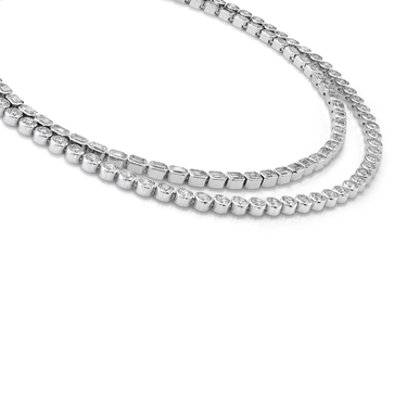 Celestial Double Strand Tennis Necklace in 18K white gold — angled view