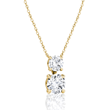Signature Drop Necklace, yellow gold, angled view