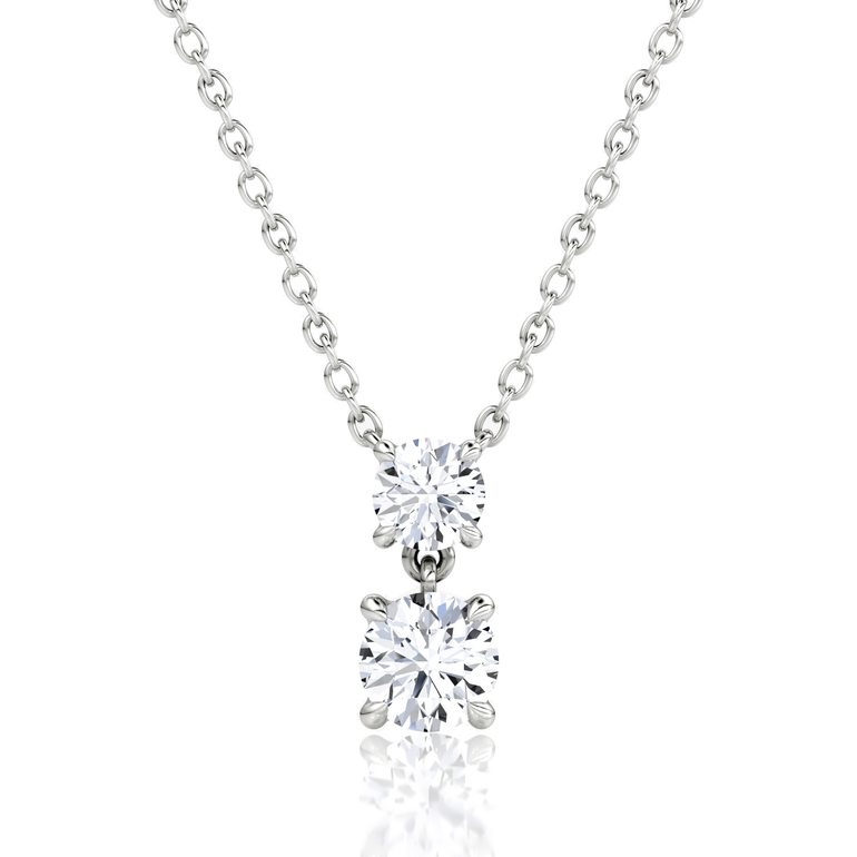 Signature Drop Necklace, white gold, front view