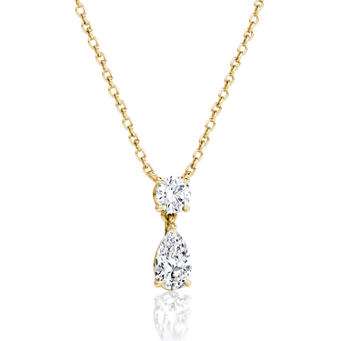 Signature Drop Necklace, yellow gold, angled view