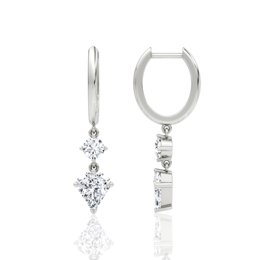 Duo Shield Drop Hoop in white gold, profile view