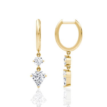 Duo Shield Drop Hoop in yellow gold, profile view