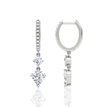 Duo Shield Drop Hoop in white gold, profile view