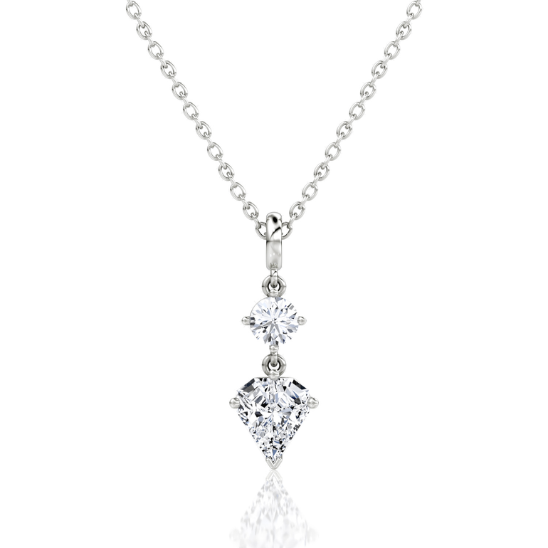 Duo Shield Drop Pendant in white gold, front view