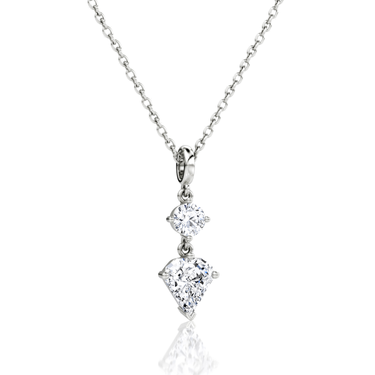 Duo Shield Drop Pendant in white gold, angled view