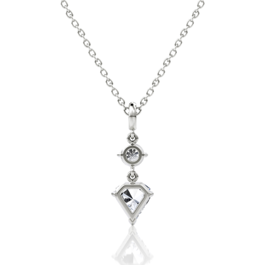 Duo Shield Drop Pendant in white gold, back view