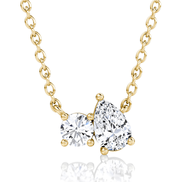 Toi et Moi Necklace in yellow gold, front view