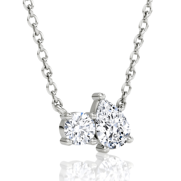 Toi et Moi Necklace in white gold, angled view