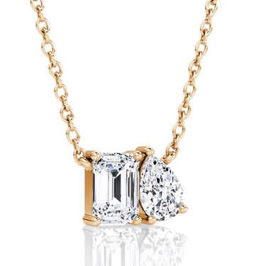 Toi et Moi Necklace in rose gold, angled view
